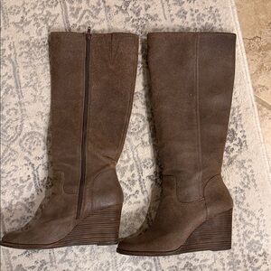 Lucky Brand Brown Wedge Knee-High Boots